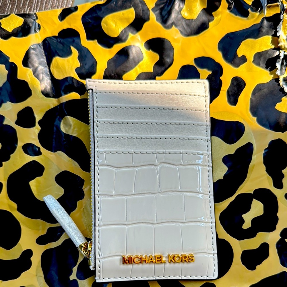 NWT MK cream card case